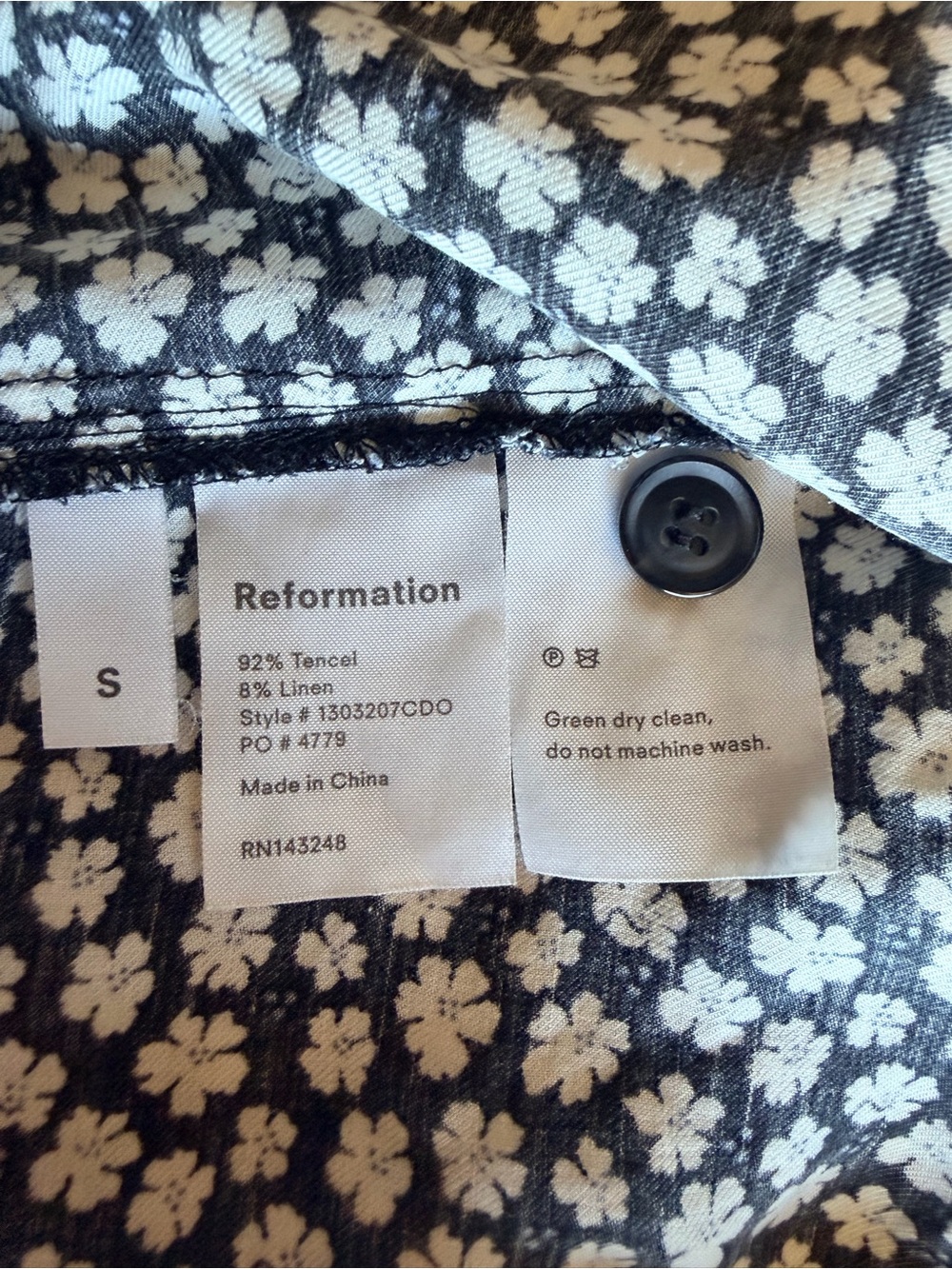 Reformation Black Floral Button-Front Mini Dress - Picture 4 of 4